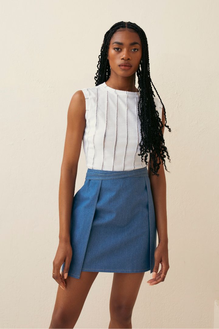 Hilary MacMillan denim mini skirt