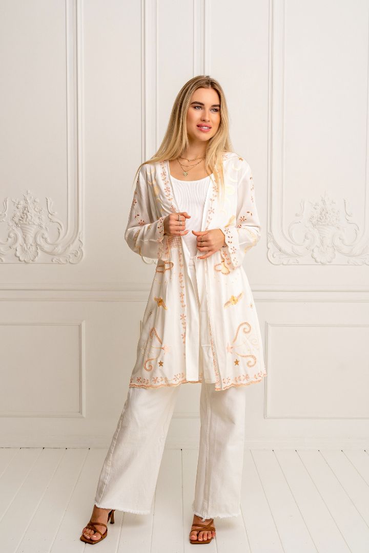 ZAIMARA Angelina white kimono duster jacket