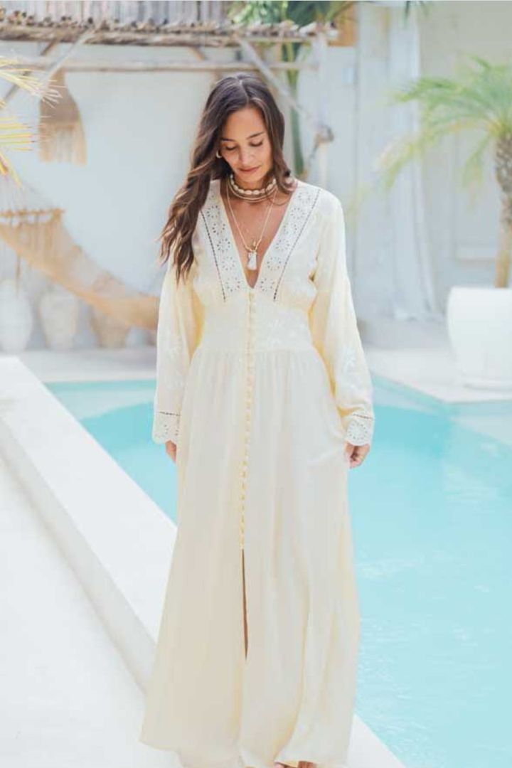 ZAIMARA Pure Bliss Long Sleeve Maxi Dress
