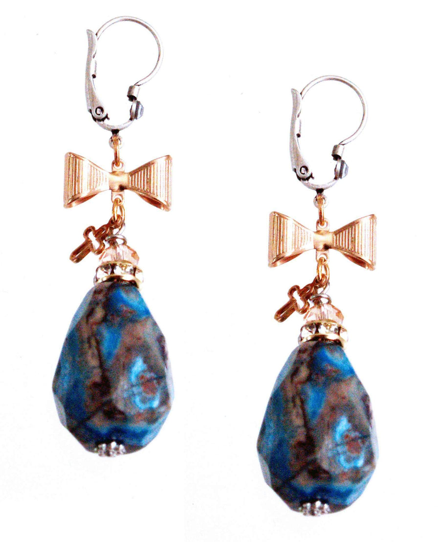 Maiden-Art blue agate stone earrings