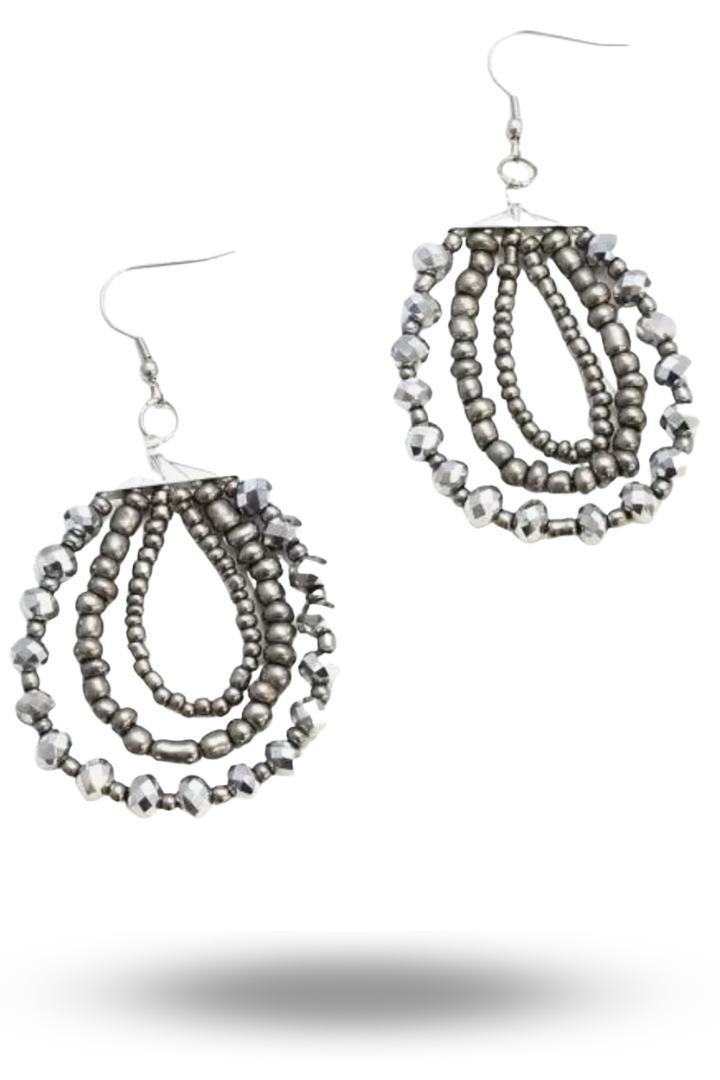 Suzie Blue triple strand beaded earrings