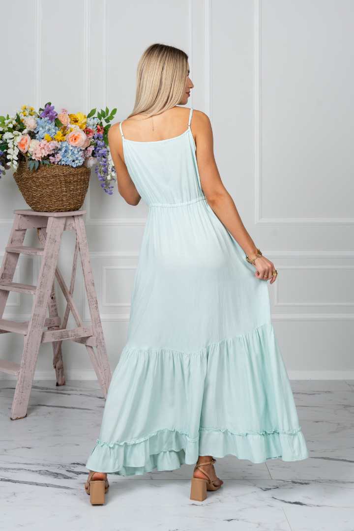 ZAIMARA Emerald slip dress back