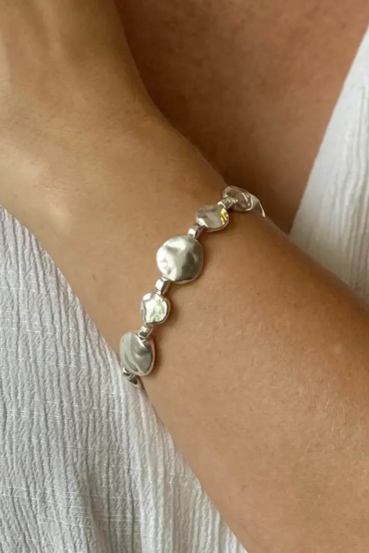 Suzie Blue silver plated disc bracelet