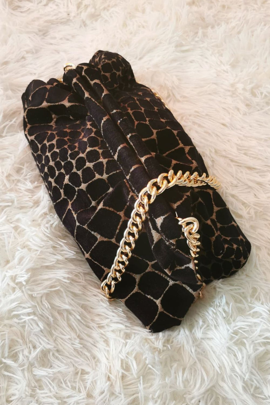 Ebony Cross Sascha Dumpling animal print purse