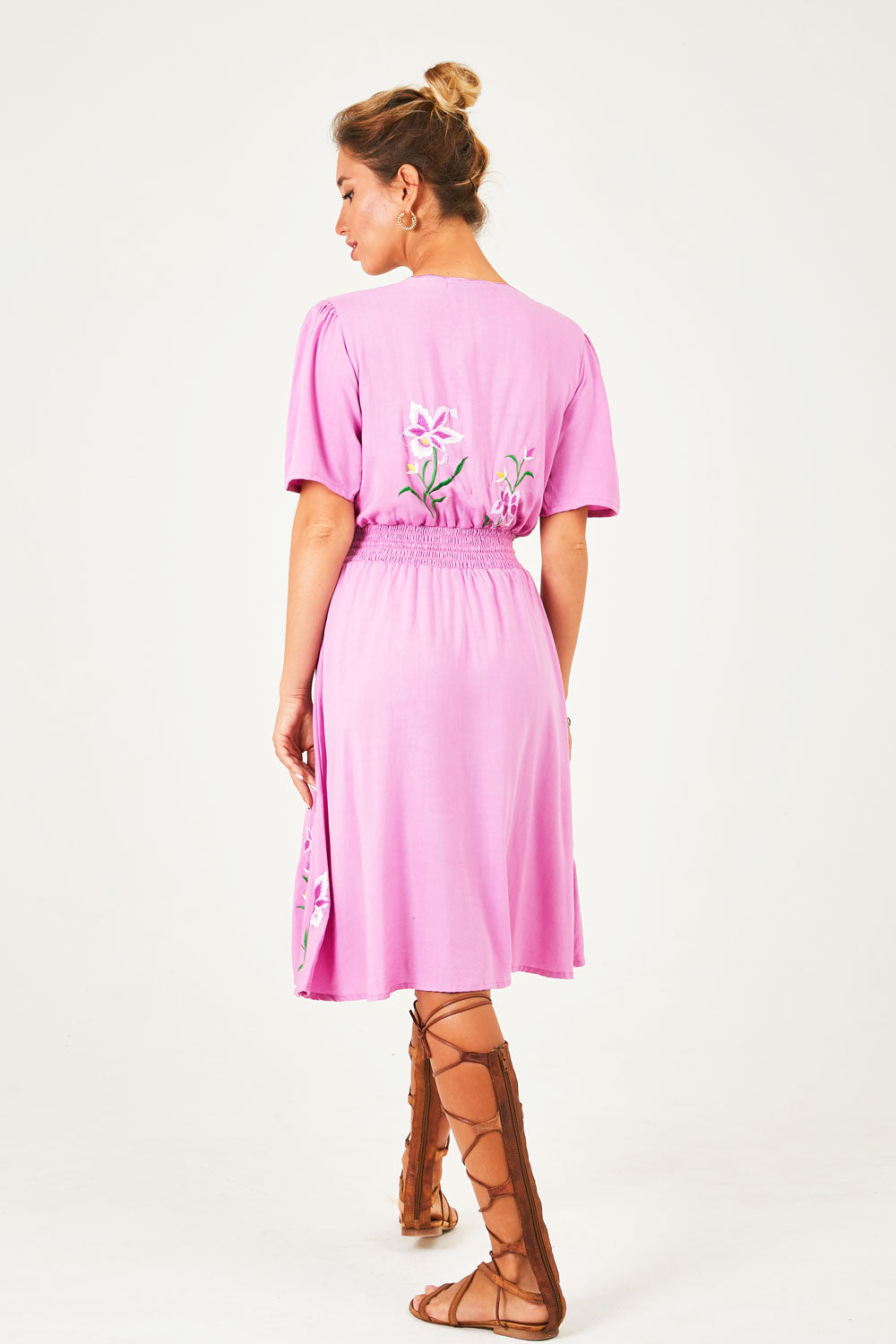 ZAIMARA amore mio pink midi dress