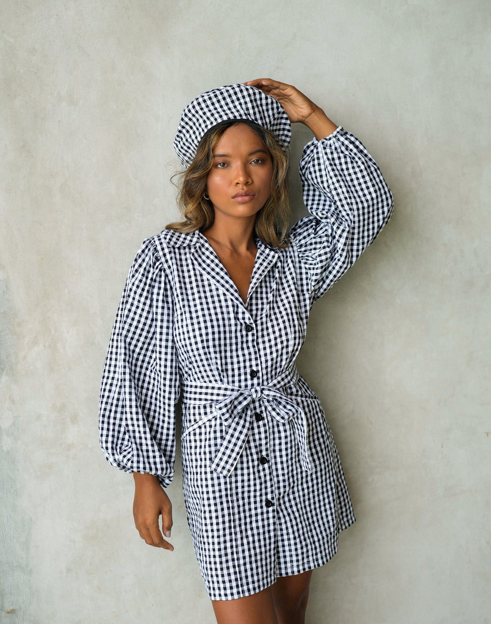 BrunnaCo Meghan black gingham mini dress