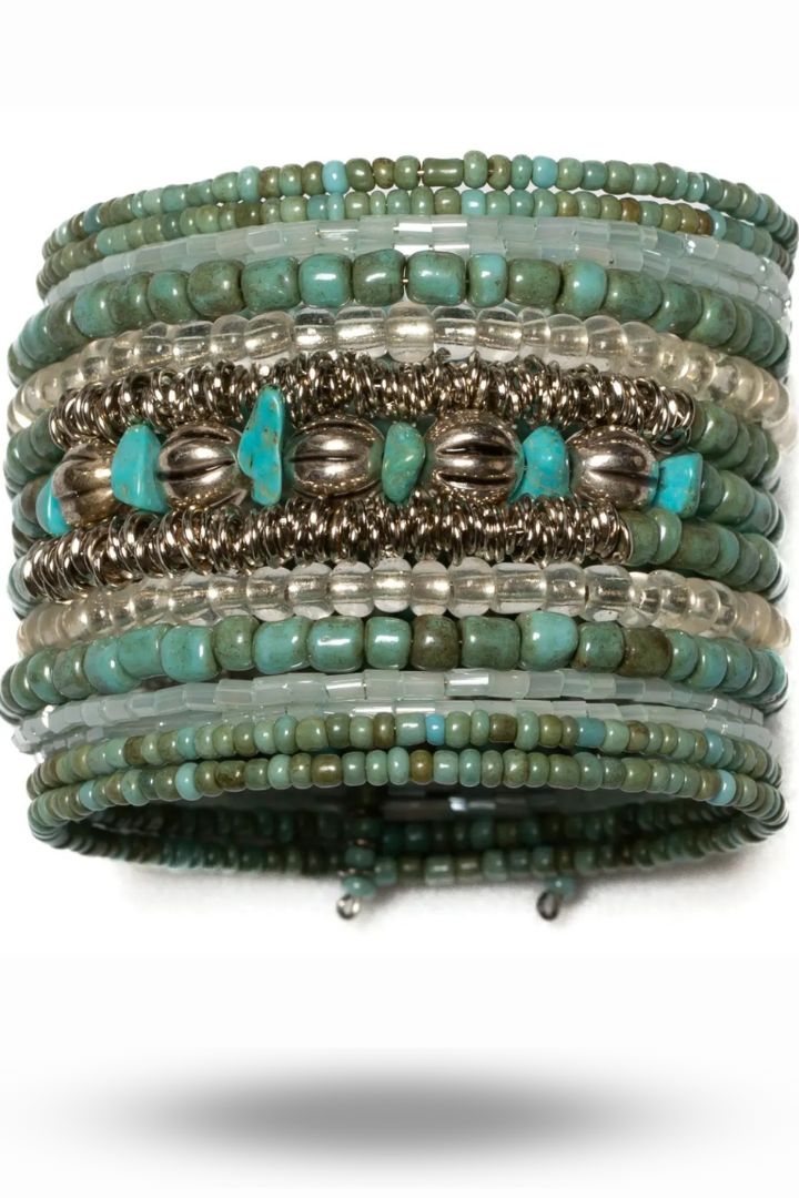 Suzie Blue bead and stone cuff 