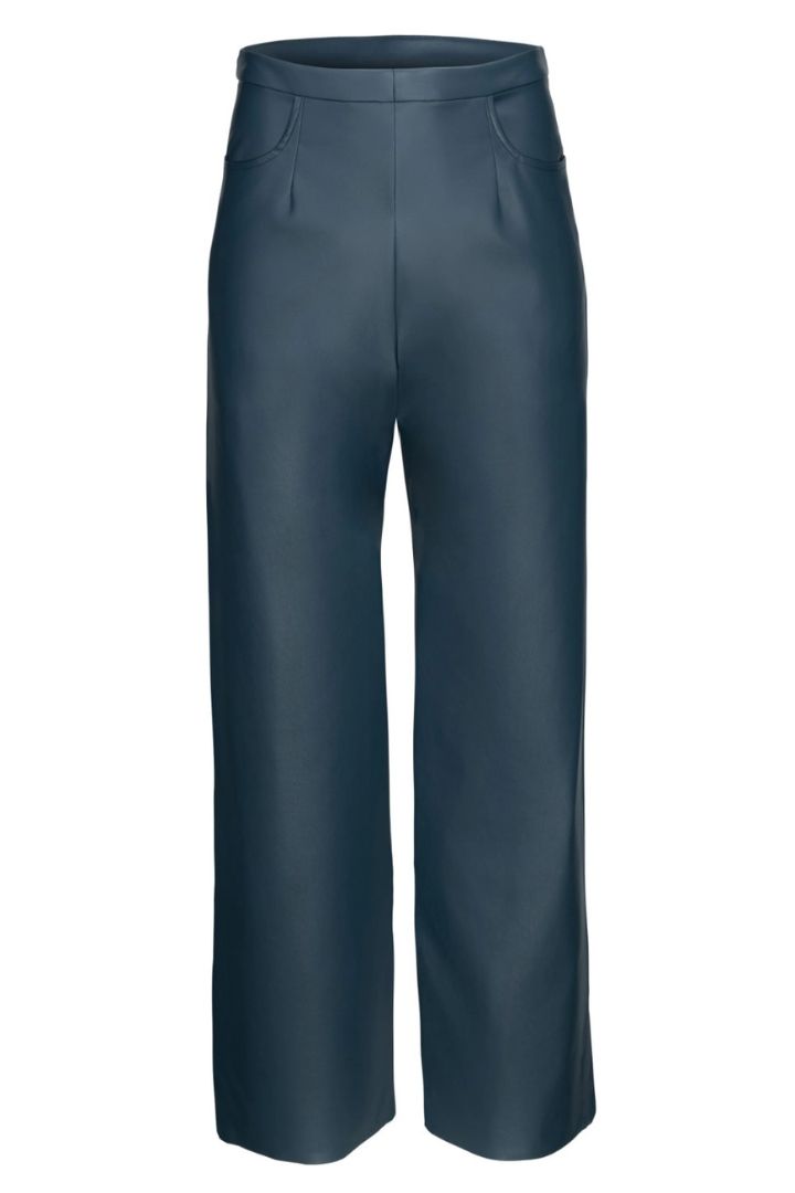 Hilary MacMillan Blue Vegan Leather Pants