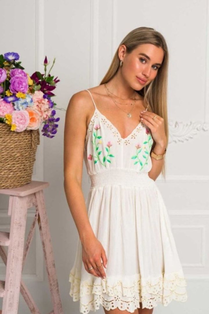 daisy petal pickin ivory embroidered dress Daisy Petal Pickin' Ivory Embroidered Dress