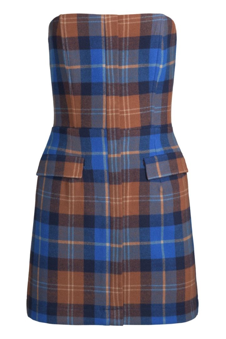 Hilary MacMillan Plaid Strapless Mini Dress