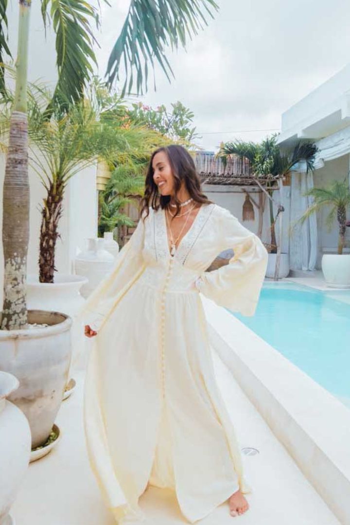 Long sleeve cream outlet maxi dress