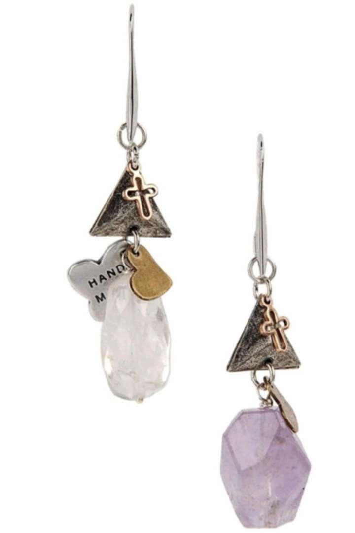 Maiden-Art amethyst and crystal earrings