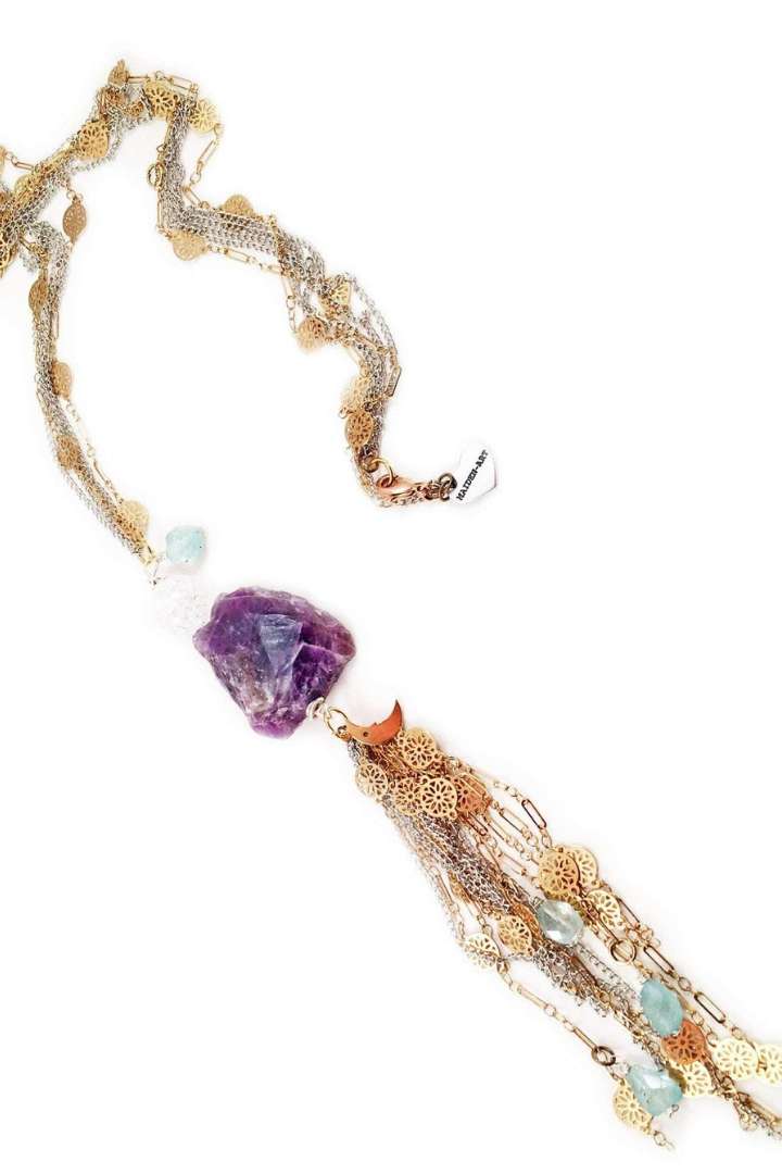 Maiden-Art amethyst necklace with charms