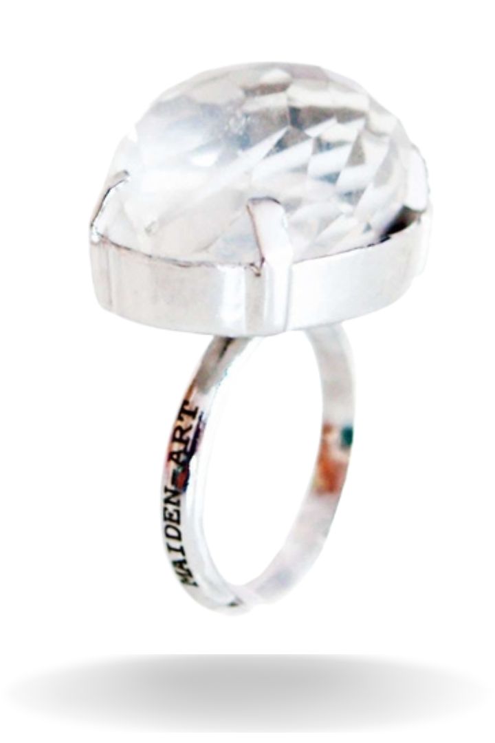 Maiden-Art silver rock crystal ring