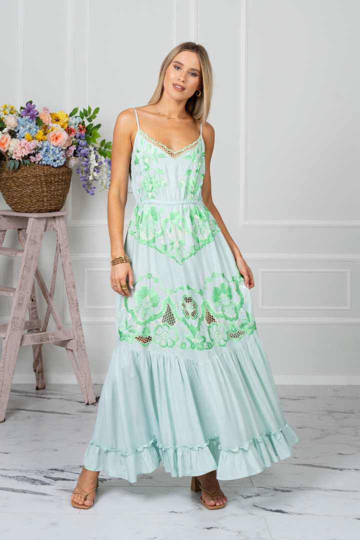 ZAIMARA Emerald slip dress