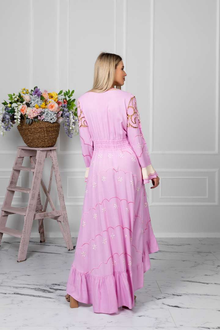 ZAIMARA Sophia long sleeve pink dress