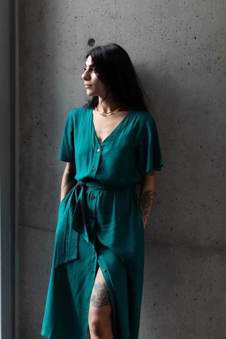 Poème Clothing Keandra green kimono dress