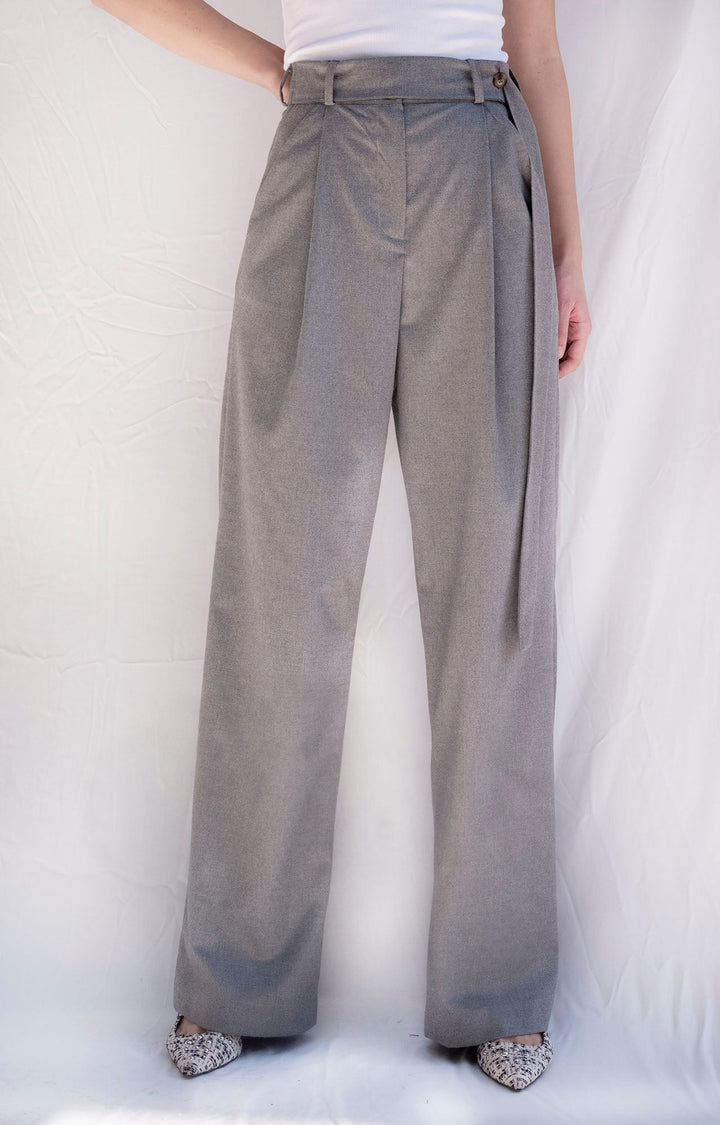 Grey wool high waist pants