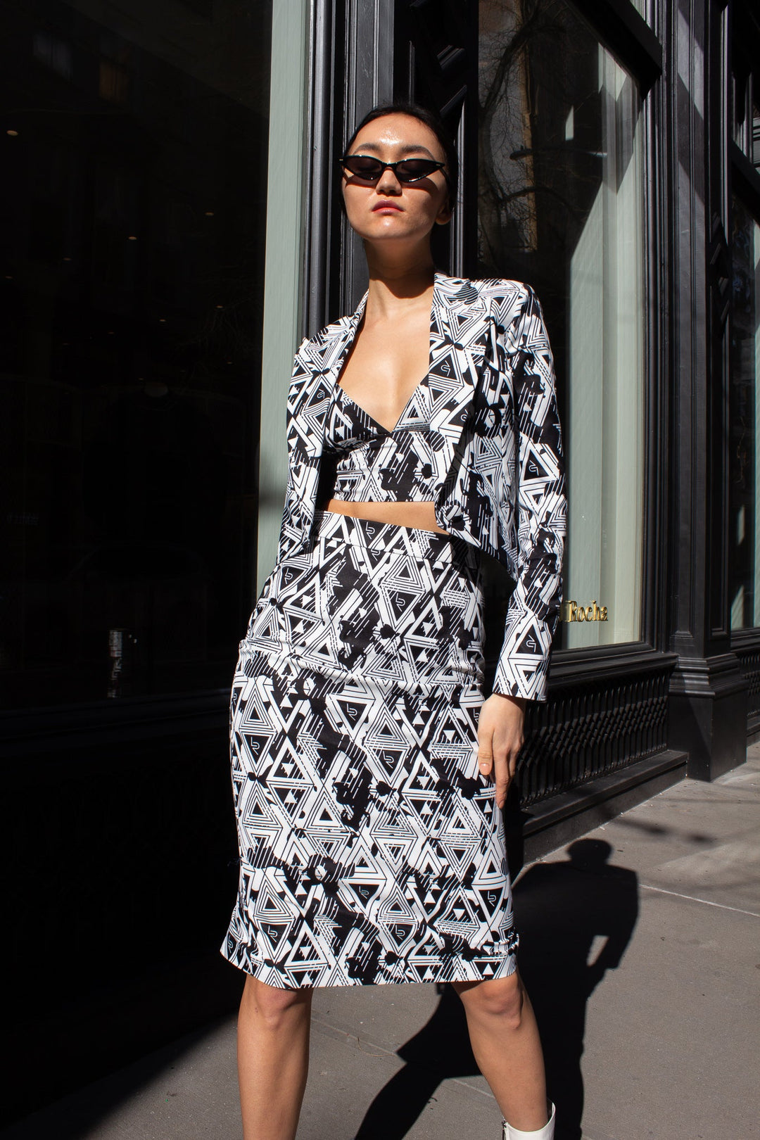Le Reussi Amour geometric pencil skirt