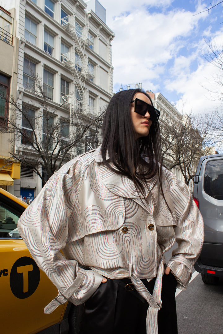 Le Reussi beige bomber jacket 