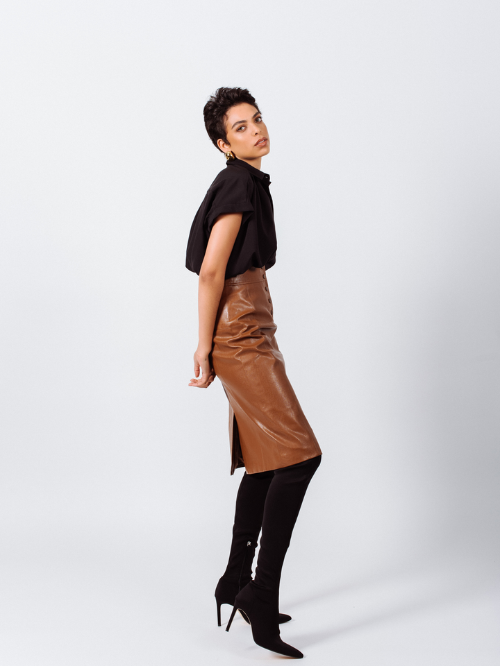 Le Reussi vegan leather pencil skirt