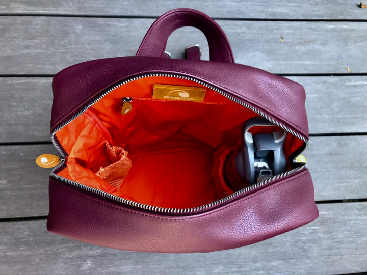 Canopy Verde Lenox burgundy vegan backpack