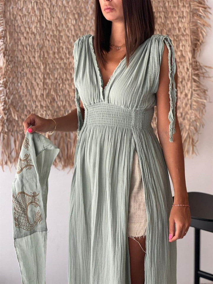 Helen mint green goddess maxi dress
