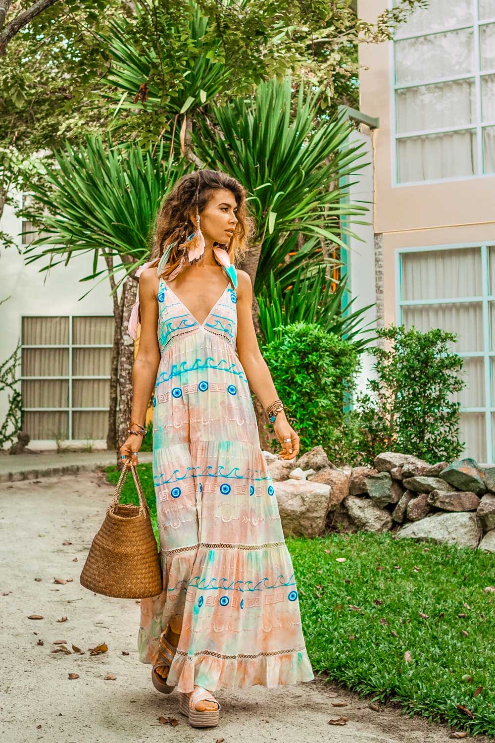 boho pastel dress Boho pink blush lace wrap dress ,Pastel wedding dress #1124